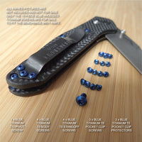 Benchmade 940-2 Osborne Knife 16 PC BLUE Anodized Titanium Screw Set + Pivot Set