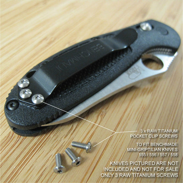 Benchmade 555 557 Mini Griptilian Replacement RAW Titanium Pocket Clip Screws