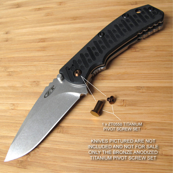 Zero Tolerance ZT0550 ZT 550 Knife BRONZE Anodized Titanium Pivot Torx Screw Set
