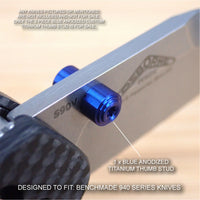 Benchmade 940-2 Osborne Knife 2 PC Custom Titanium Thumbstud Set Anodized BLUE