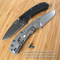 Zero Tolerance ZT0550 550 560 561 ZT Knife 3PC Titanium Torx Body Screw Set BLUE
