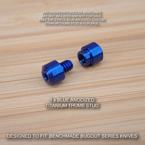 Benchmade 533 MINI BUGOUT Knife 2 PC Custom Titanium Thumb Stud Set Anodized BLUE