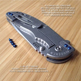 Hinderer Knife XM18 XM24 Eklipse Pocket Clip & Filler Tab 4PC Titanium Screw Set BLUE