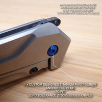 Zero Tolerance ZT0055 0055 Custom Titanium Pivot Screw BLUE - NO KNIFE INCLUDED