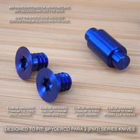 Spyderco Paramilitary Para 3 PM3 Custom BLUE Titanium Blade Stop Pin & Screw Set