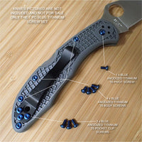Spyderco Endura 4 Custom Titanium 8pc BLUE Anodized Torx Screws Set  NO KNIFE