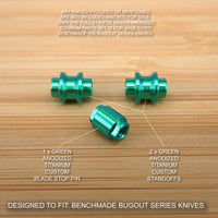 Benchmade 535 BUGOUT 21pc GREEN Titanium Screw Set, Pivot, Standoff, Pin, T Stud