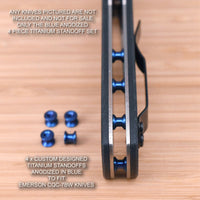 Emerson Knife CQC-7BW CQC7 Custom BLUE Anodized Titanium Ti 4pc Standoff Set