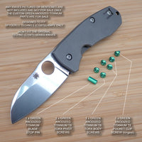 Spyderco Techno 2 Titanium Screw Set + Blade Stop Pin Anodized GREEN (no knife)