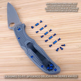 18 Piece Full Blue Titanium Screw + Pivot Set fits Spyderco DELICA 4 (no knife)