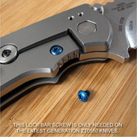 Zero Tolerance ZT0550 550 ZT Knife 10PC Titanium Body & Lock Bar Screws Set BLUE