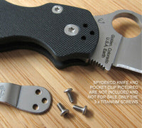 3 pc Titanium Pocket Clip Screws Set for Spyderco Para 3 PM3 Para3 (no knife)