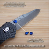 Benchmade 940-1 Osborne Knife 2 PC Custom Titanium Thumb Stud Set Anodized BLUE
