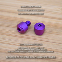 Benchmade 940-1 940-2 Osborne 2pc Titanium Thumb Stud Set Anodized MATT BLURPLE
