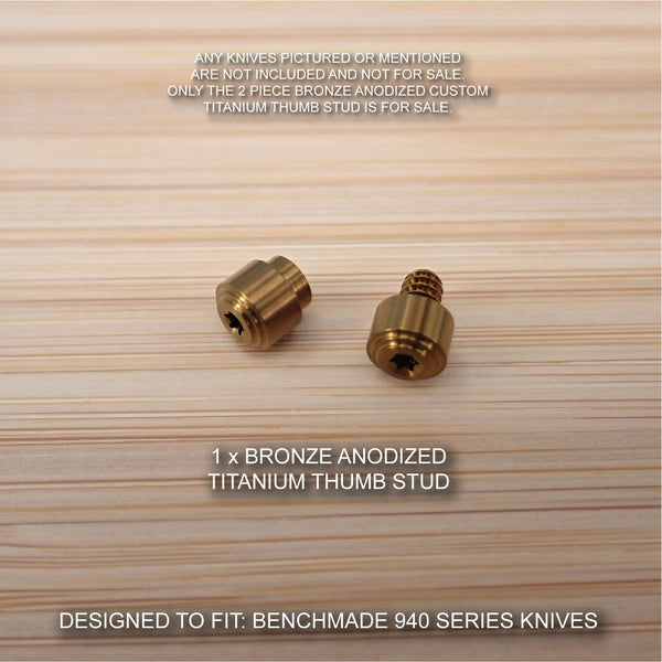 Benchmade 940-1 Osborne Knife 2PC Custom Titanium Thumb Stud Set Anodized BRONZE