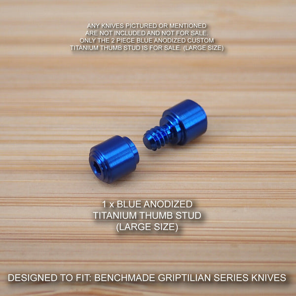 Benchmade 550 551 Griptilian 2pc (LARGE) Custom Titanium Thumb Stud Set BLUE