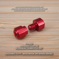 Custom Designed RED Anodized Thumb Stud Set fits Benchmade 943 Osborne Knife