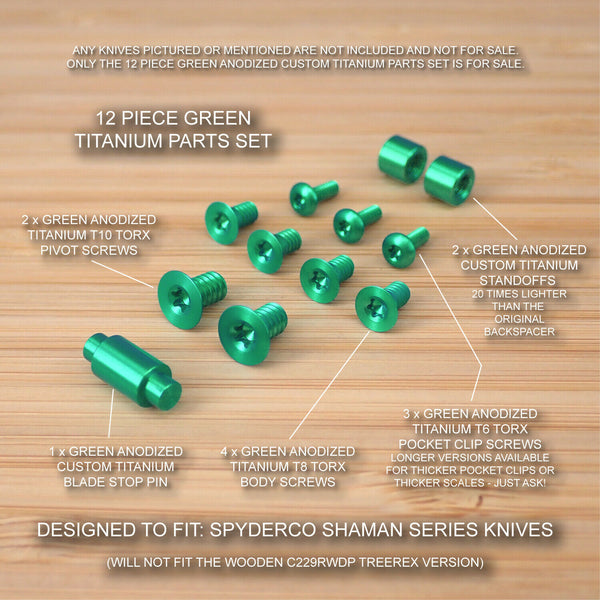 12 pc Titanium Screw + Pin + Standoff Set for Spyderco Shaman