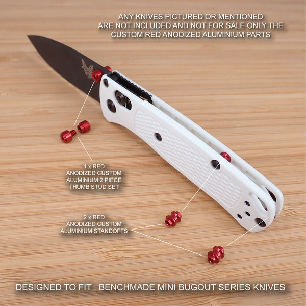 Benchmade 533BK-2 Mini BUGOUT Custom Standoff + Thumb Stud Set - Anodized RED