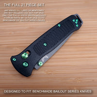 Benchmade 537 BAILOUT 21pc GREEN Titanium Screw Pivot Standoff Pin ThumbStud Set