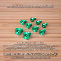 9 Piece GREEN Anodized Titanium Screw Set for Spyderco Shaman