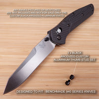 Benchmade 940-1 Osborne Knife 2 pc Custom Designed Thumb Stud Set Anodized BLACK